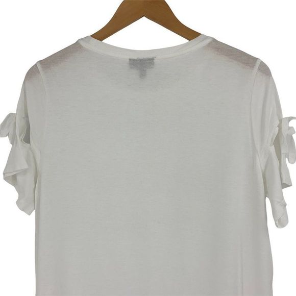 Womans Topshop T-Shirt Top Short Cutout Bell Sleeves White Sz 10 US M 0204 - Picture 7 of 7